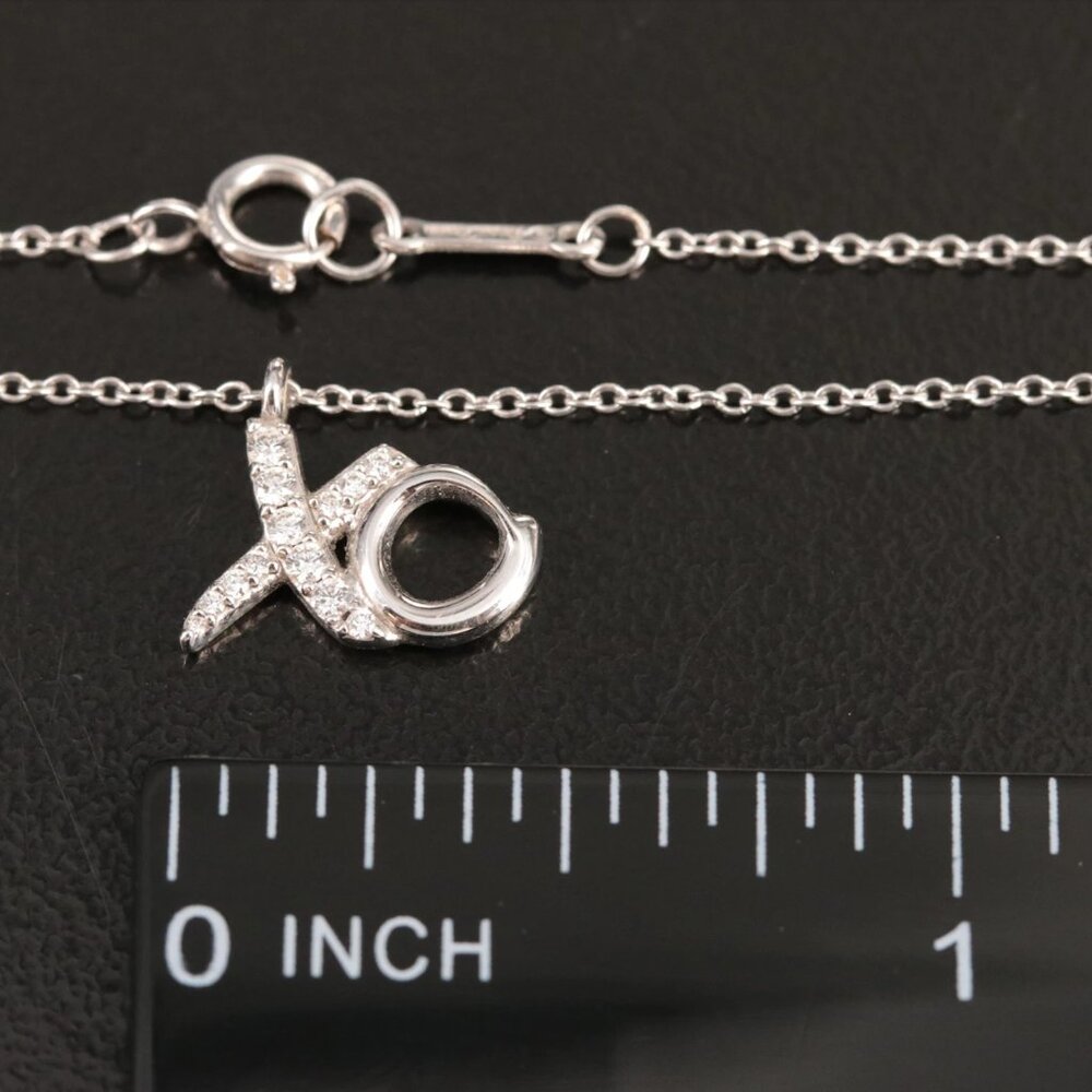 Tiffany & Co. 18K White Gold Diamond XO Pendant Necklace - Picture 5 of 10